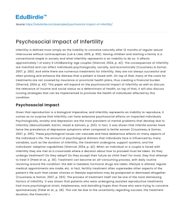 Psychosocial Impact of Infertility