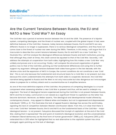 Current Tensions: New ‘Cold War’ Between Russia, EU, NATO?