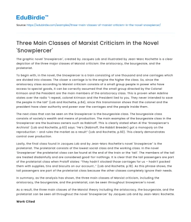 Three Main Classes of Marxist Criticism in the Novel ‘Snowpiercer’