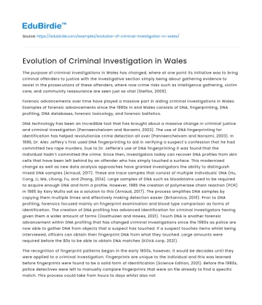 Evolution of Criminal Investigation in Wales