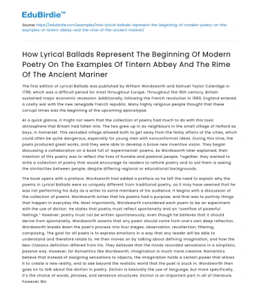 Lyrical Ballads: Modern Poetry in Tintern Abbey & Ancient Mariner