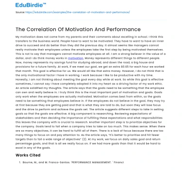 The Correlation Of Motivation And Performance
