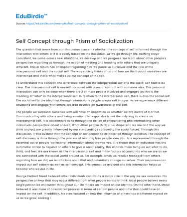 Self Concept through Prism of Socialization