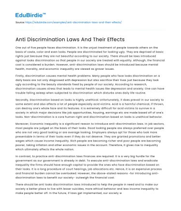 Anti Discrimination Laws And Their Effects