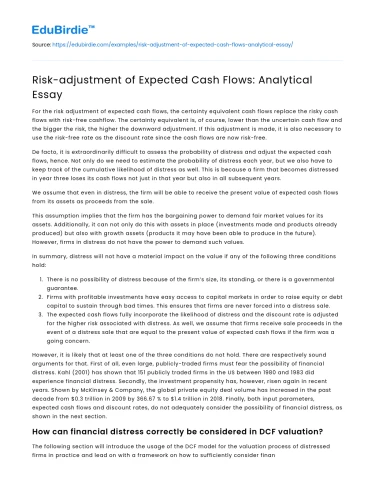 Risk-adjustment of Expected Cash Flows: Analytical Essay