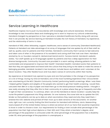 Integrating Service Learning in Healthcare Education