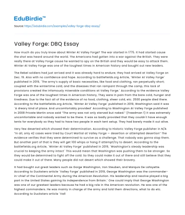 Valley Forge: DBQ Essay