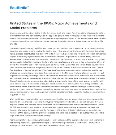 United States in the 1950s: Major Achievements and Social Problems