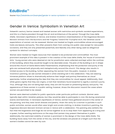 Gender in Venice: Symbolism in Venetian Art