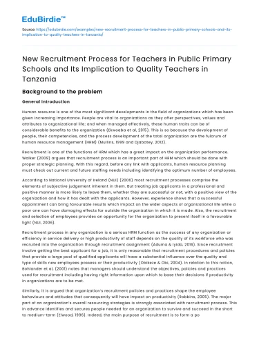 New Recruitment Process for Teachers in Tanzania’s Public Schools