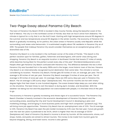 Two-Page Essay about Panama City Beach