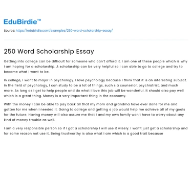 250 Word Scholarship Essay