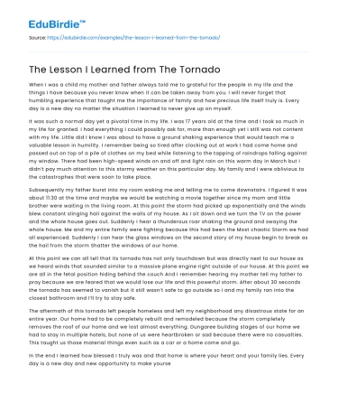 The Lesson I Learned from The Tornado