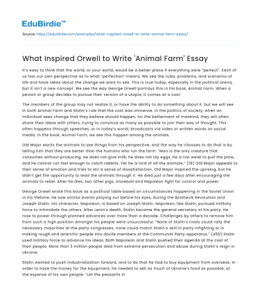 What Inspired Orwell to Write ‘Animal Farm’ Essay