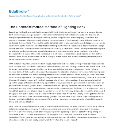 The Underestimated Method of Fighting Back