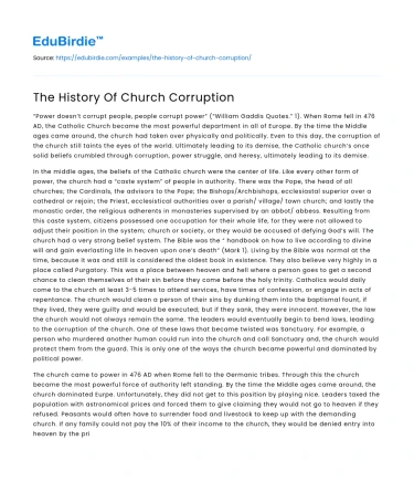 The History Of Church Corruption