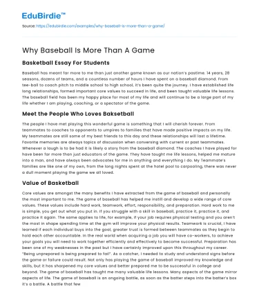 Why Baseball Is More Than A Game