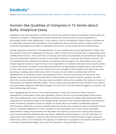 Vampires in Buffy: Analyzing Human-like Qualities