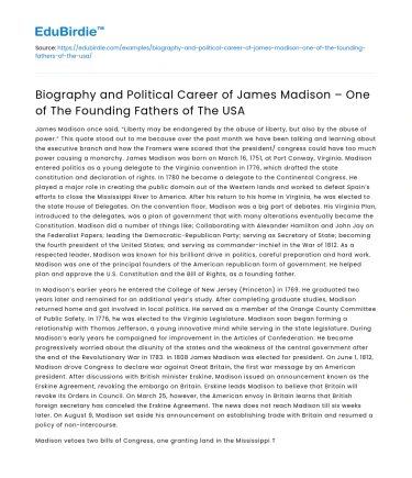 James Madison: Founding Father and Political Career