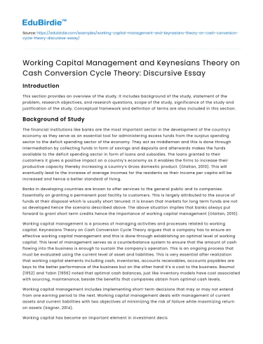 Working Capital Management and Keynesian Theory on Cash Conversion