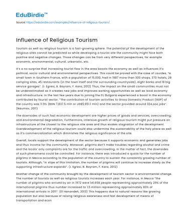 Influence of Religious Tourism