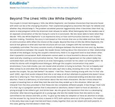 Beyond The Lines: Hills Like White Elephants