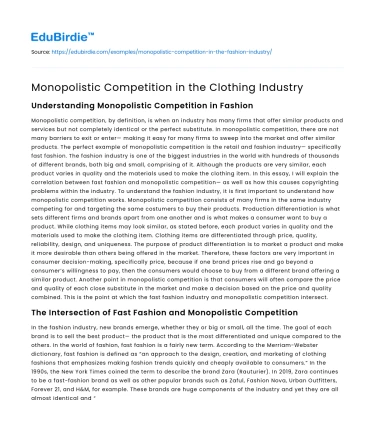 Monopolistic Competition in the Clothing Industry
