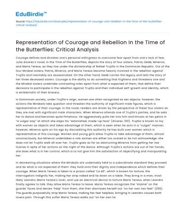Courage and Rebellion in Time of the Butterflies: Critical Analysis