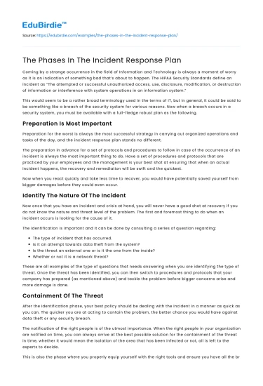 The Phases In The Incident Response Plan