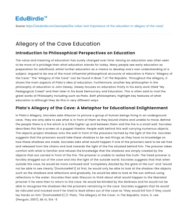 Allegory of the Cave Education