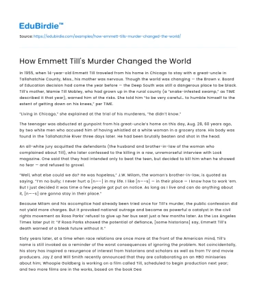 How Emmett Till’s Murder Changed the World