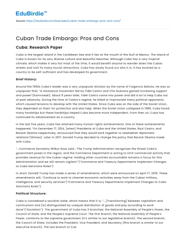Cuban Trade Embargo: Pros and Cons