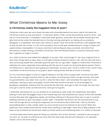 What Christmas Means to Me: Essay