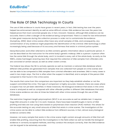 The Role Of DNA Technology In Courts