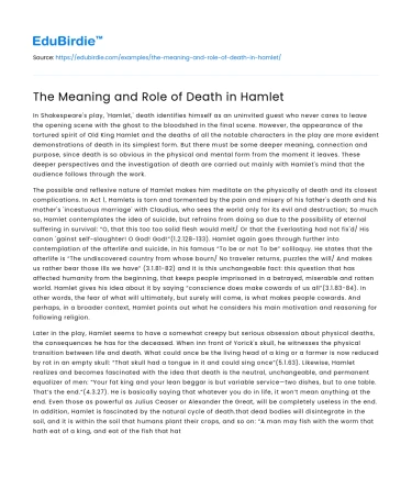 The Meaning and Role of Death in Hamlet