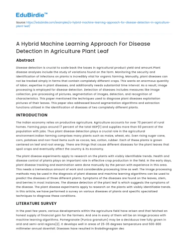 Hybrid Machine Learning for Disease Detection in Plant Leaves