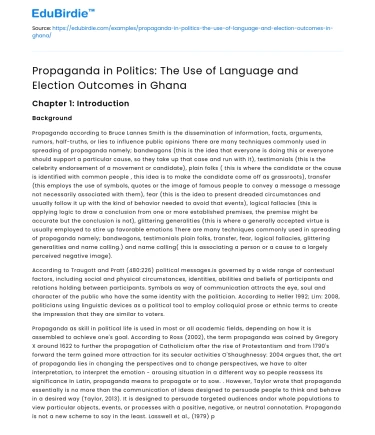 Propaganda in Politics: The Use of Language and Election Outcomes in Ghana