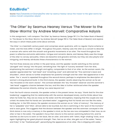 Comparing Heaney and Marvell’s Poetry