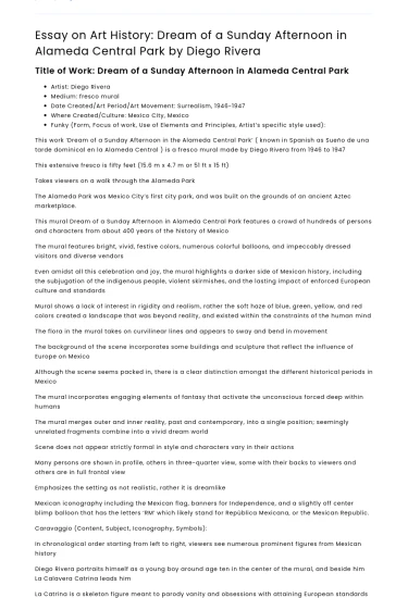 Diego Rivera: Dream of Sunday Afternoon in Alameda Park