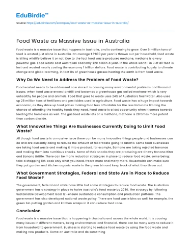 Food Waste Challenges in Australia