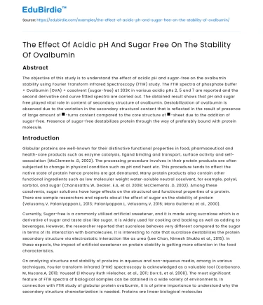 The Effect Of Acidic pH And Sugar Free On The Stability Of Ovalbumin
