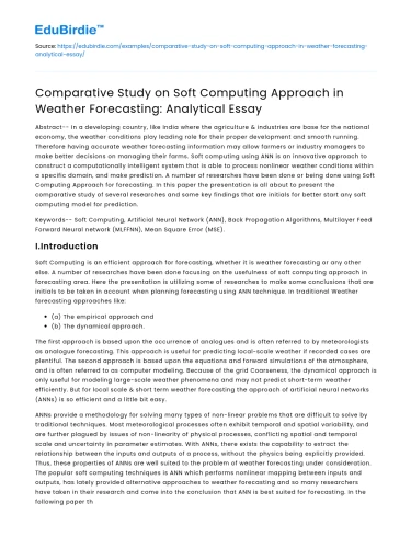 Soft Computing in Weather Forecasting: Comparative Analysis
