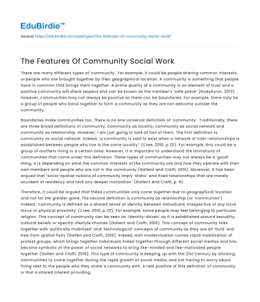 The Features Of Community Social Work