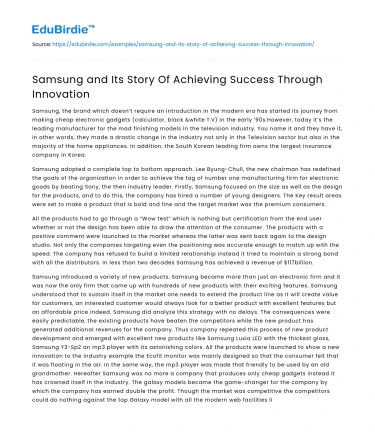 Samsung and Its Story Of Achieving Success Through Innovation