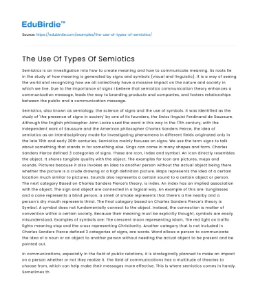 The Use Of Types Of Semiotics
