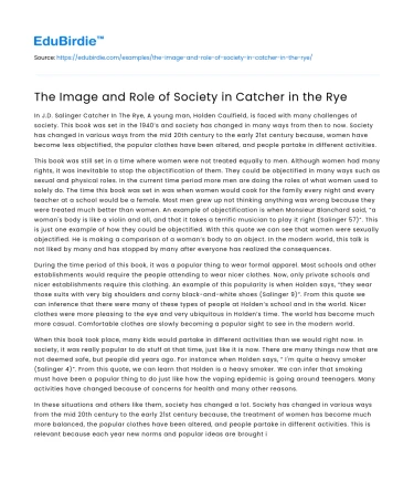 The Image and Role of Society in Catcher in the Rye