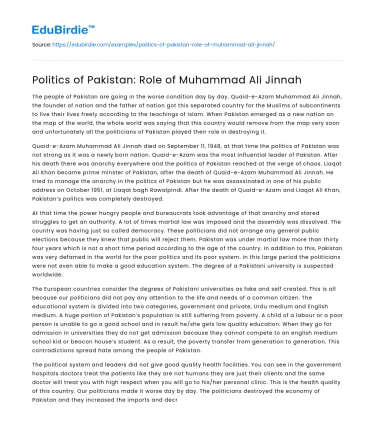 The Strategic Influence of Jinnah in Pakistan’s Politics