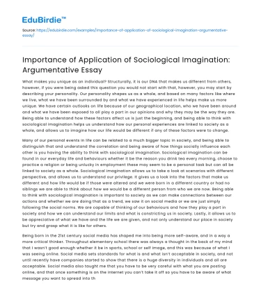 Importance of Application of Sociological Imagination