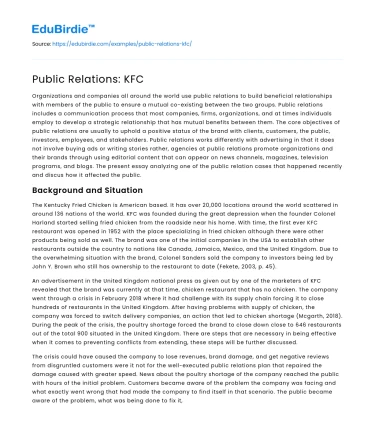 Public Relations: KFC
