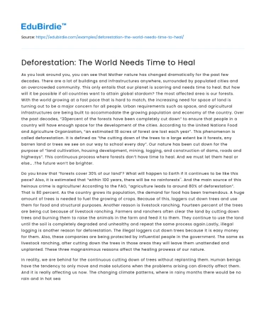 Deforestation: The World Needs Time to Heal